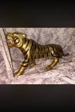 Vintage Mid-Century Modern Brass Color Tiger Sculpture